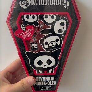 Skelamial Skeleton Keychain - Black, White, and Red